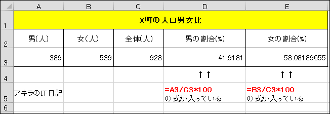 エクセル 関数 割合 を 出す